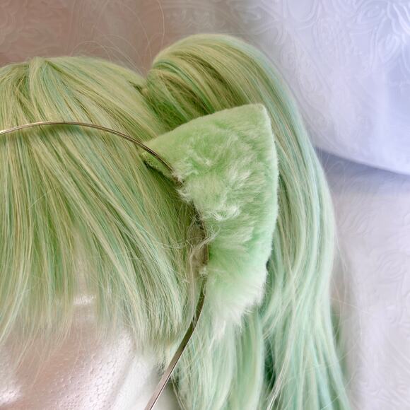 Mint Green Kitten Ears Cat Ears Headband Furry Fursuit Cosplay - Picture 4 of 5